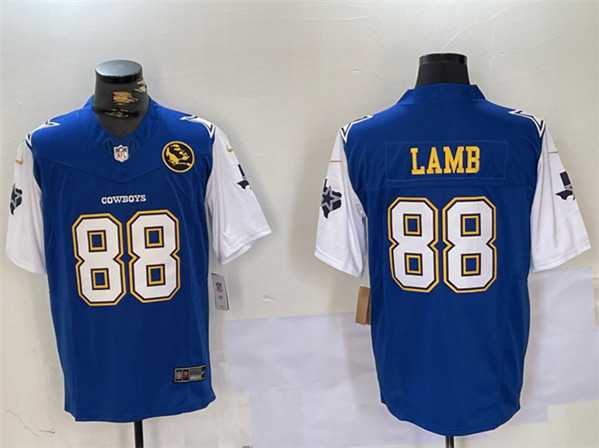 Men%27s Dallas Cowboys #88 CeeDee Lamb 2024 F.U.S.E. Navy Gold With Texas & John Madden Patch Football Stitched Jersey Dzhi->dallas cowboys->NFL Jersey